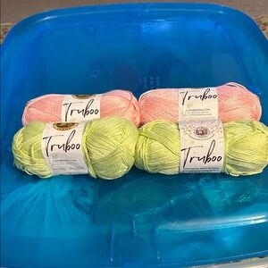 Lion Brand TruBoo Yarn Skeins - Light Pink and Celery, 4 Skeins